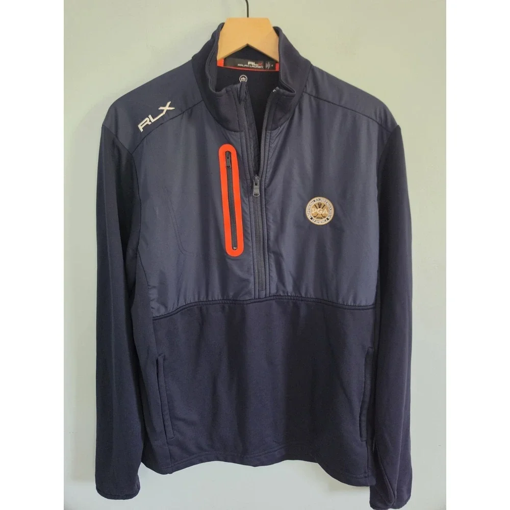 RLX Ralph Lauren Navy Blue Thermal Tech PGA Golf Jacket Quarterzip Medium